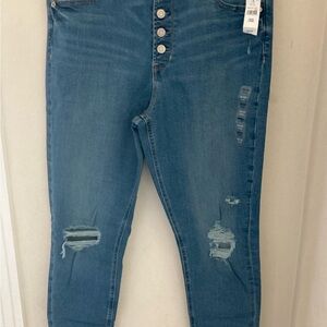 GAP Blue Skinny Jeans with Distressed Details